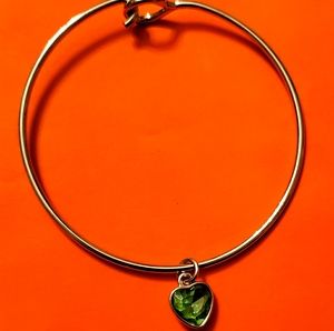 Silver mint green heart charm bracelet